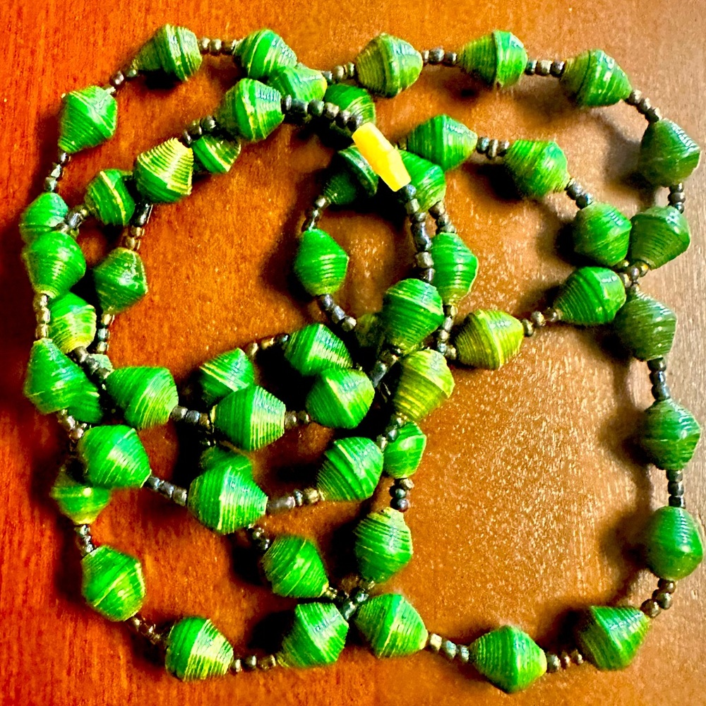 women’s paper bead handmade extra long necklace